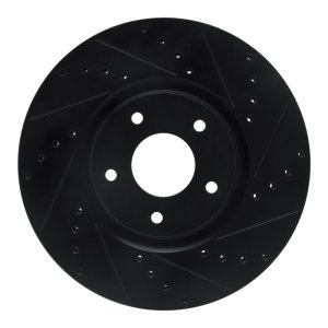 Nissan Sentra Brake Rotor (1) - Front Right - R1 Concepts - R1 Drilled & Slotted - Black - `07-`17